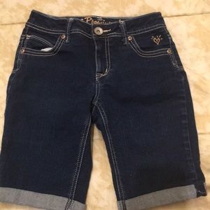 Justice premium midi denim shorts